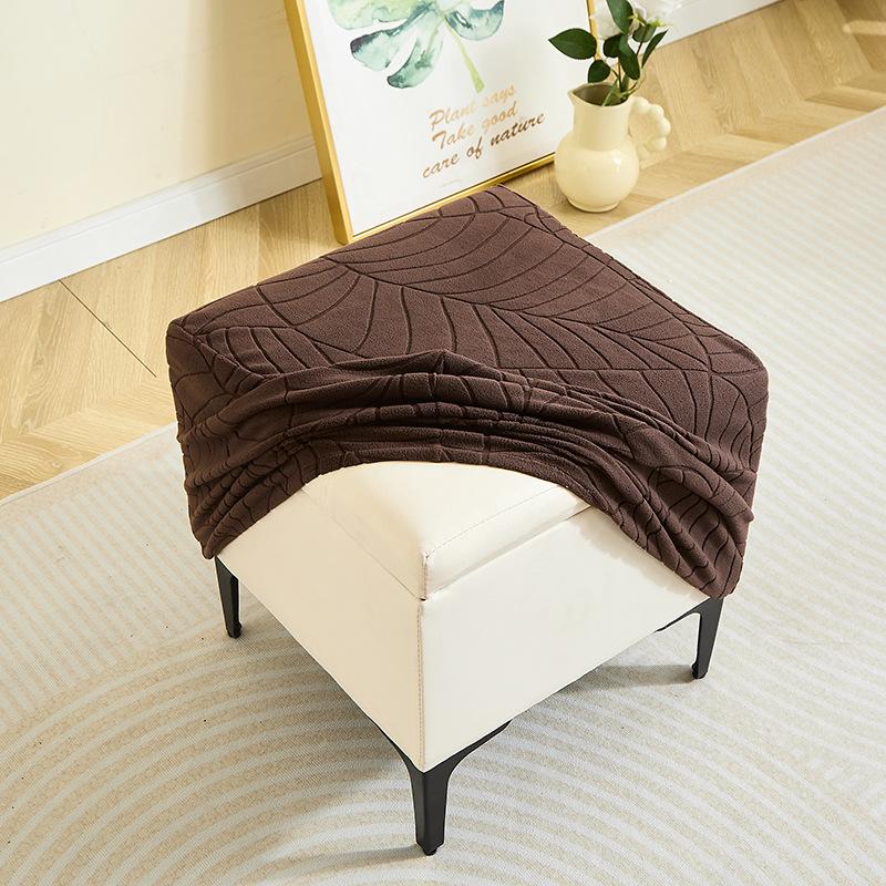 

Чехол для подставки для ног для дома, отеля, жаккардовый с листьями, для дивана, квадратный, чехол для табурета для хранения, пылезащитный чехол, новый стиль 38*33*33 cm кофейный