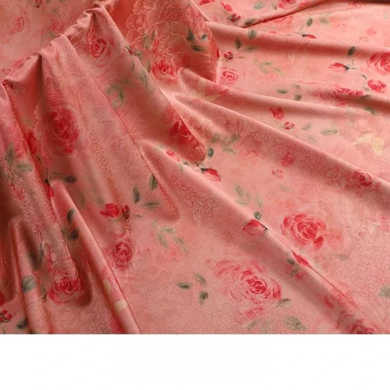 Chinese-style Imitation Silk Cloud Gauze High-end Fabric Soft Cotton Silk Printed Fabric DIY Cheongsam Dress Hanfu Clothing
