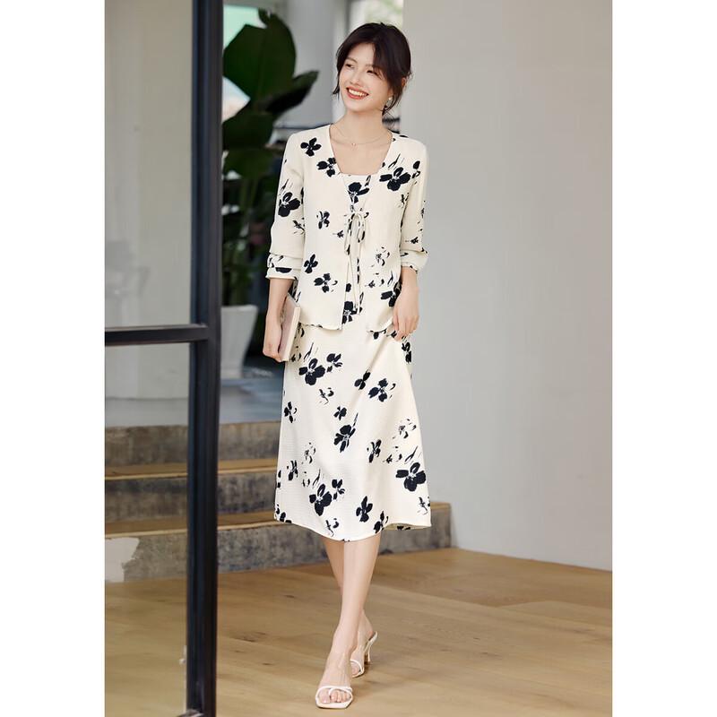 XWI Women s Elegant Ink Wash Print Two-Piece Set S
