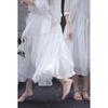 2022 Summer Artistic Sweet Color Lightweight Ramie Elastic Waist Flowy Half-Skirt