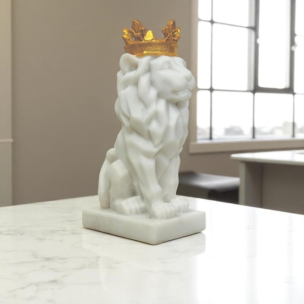 Lion Statue (8.5 Inch) | Decorative Lion Sculpture & Figurine for Home Decor | Modern Tabletop Showpiece