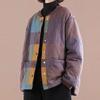 Women's Retro Korean Style Slim-Fitting Loose Cotton Coat Plus Size Casual Patchwork Plaid Short Padded Jacket