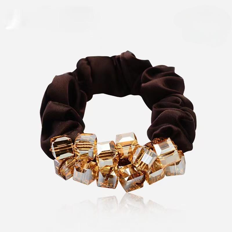 

Элегантные хрустальные цветочные тканевые резинки для волос для женщин и девочек, эластичные резинки для волос, аксессуары, завязки для волос, веревочные головные уборы, головной убор one size