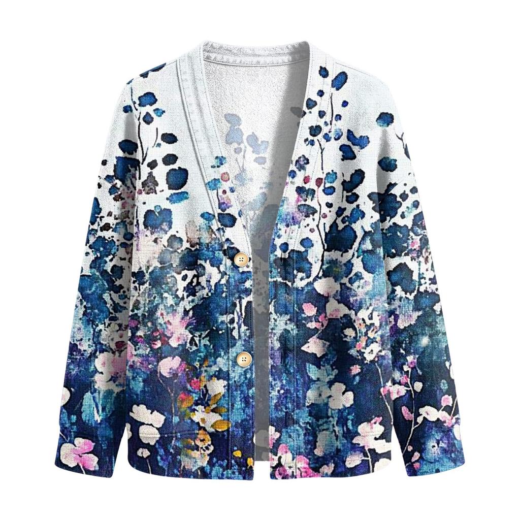 Women's Vintage Floral Print Button Front Jacket for Casual Outdoor Wear