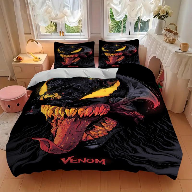 Venom Dark Fiery Print 3Pcs Bedding Setduvet Cover With 2 Bedropillowcase Home Birthday Gift