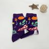 1 Pair Purple Mushroom Pattern Oil Painting Style Fashion Trend Women's Mid-Calf Socks