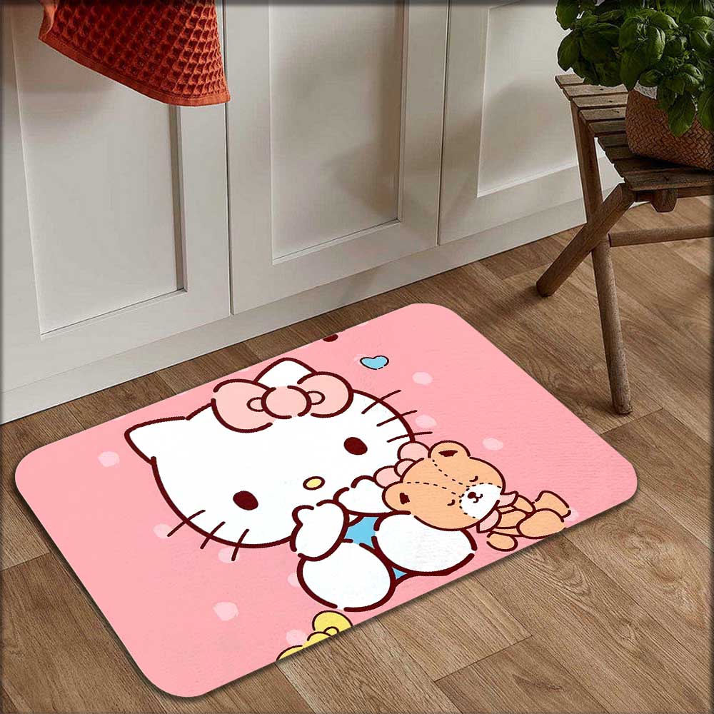 Kawaii Kitty Absorbent Floor Mat Bath Mats Non Slip Carpet Washable Non-slip Kitchen Rug Modern Home Decoration Living Room Rugs