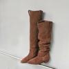 Vintage Flat Boots Women's Frosted Wide Tube Folded Pile Boots Skinny Versatile Knight Boots