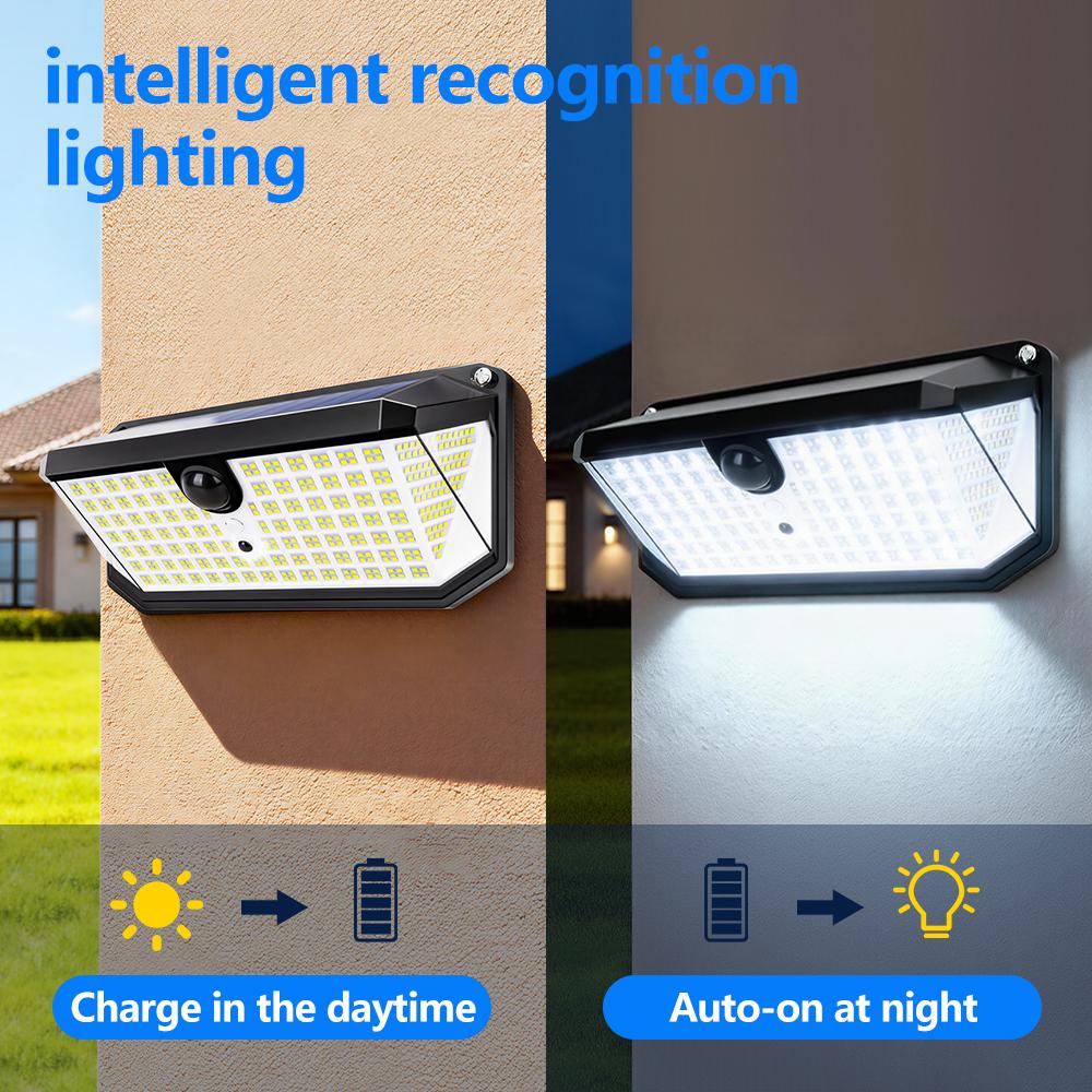 526 LEDs Solar Outdoor Lights Large Bright Solar Motion Lights 270° Wide Angle with Remote Control 10.1in*4.7in*2.1in Garden