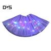 LED Light-Up Women Mesh Skirt Elastic Waist Illuminated Skirt Stage Show Colorful Gauze Skirt Multi Layer Full Mesh Skirt