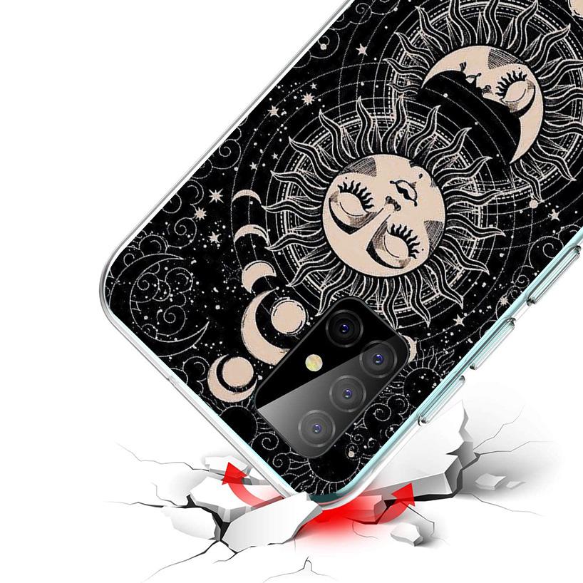Funny Sun Moon Face Cover Phone Case For Samsung Galaxy A12 A22 A32 A52 A72 A02S Phone Case Note 20 Ultra 10 S10 Plus A51 A71 A5