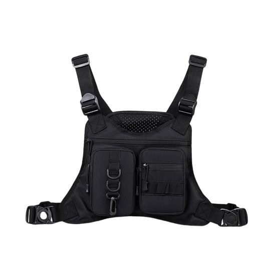 Outdoor Sports Chest Bag for Men Front Running Vest Bag with Multiple Compartments EDC Travel Chest Pack for Workout Cycling Hiking
