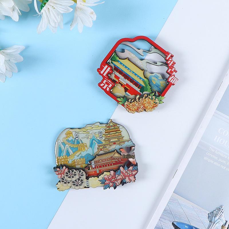National City Scenic Cartoon Holz-Epoxid-Kühlschrankmagnet