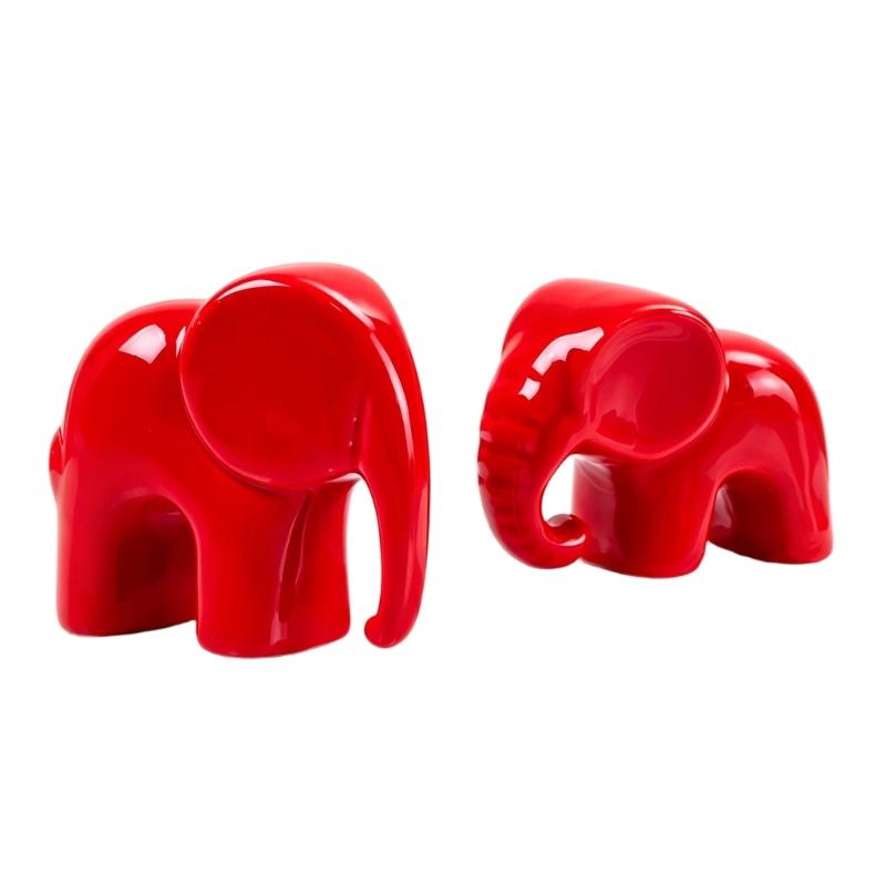 Ceramic Elephant Figurine Elephant Statues Animal Sculptures Collectibles Table Ornament for Home Office Decorations