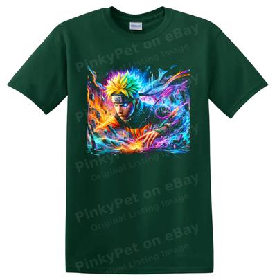 Uzumaki Anime Ninja T Shirt W/ Neon Energy Cyberpunk Art Graphic Tee Gift