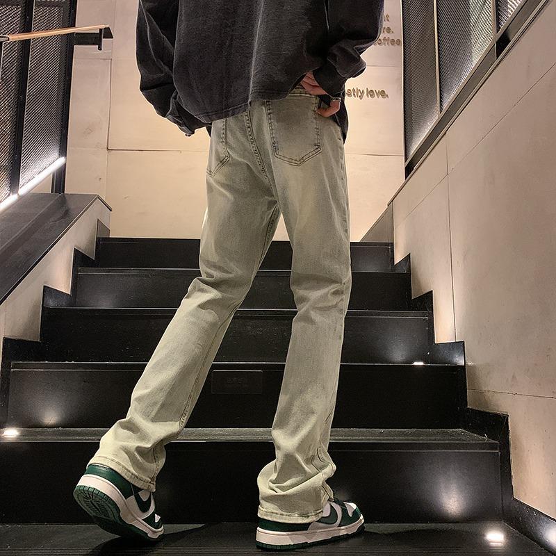 JYL Мужские Джинсы Весна Новые Корейские Модные Свободные Прямые Повседневные Деним 3XL андроид зеленый