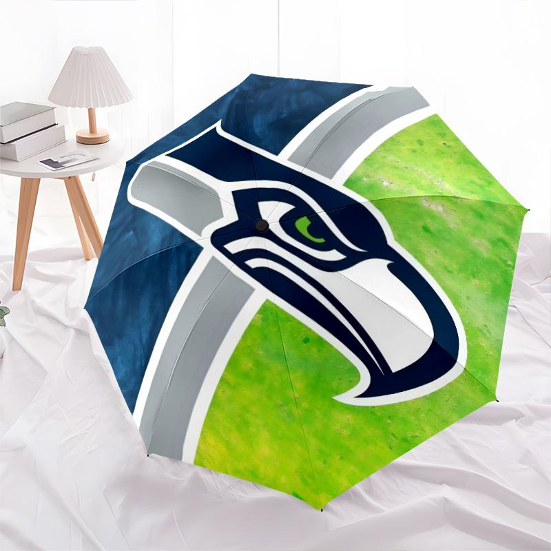 Seattle Seahawks pattern, automatic folding umbrella, portable and foldable design, 8 ribs, a Christmas or birthday gift.