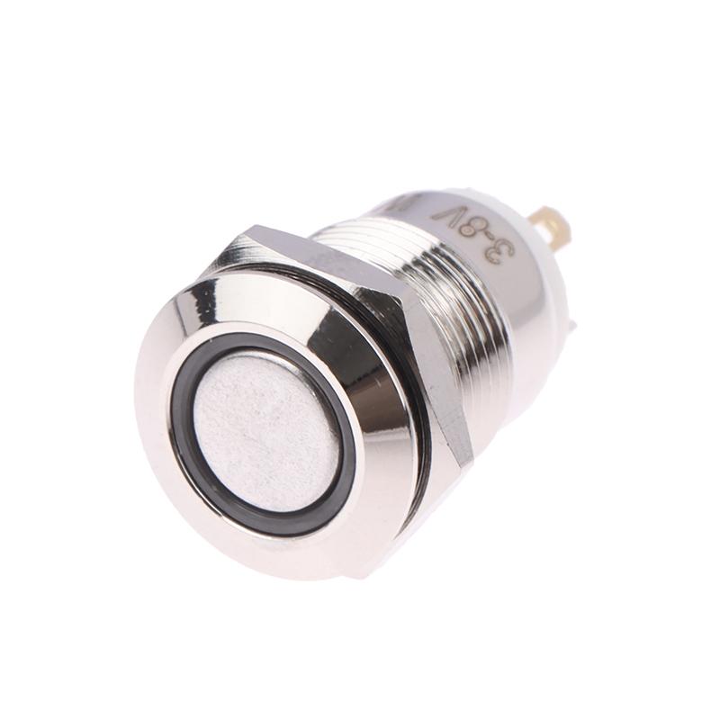 12 mm vanntett metall trykknappbryter LED-lys momentan låsing bil motor strømbryter metall låsende trykknappbryter