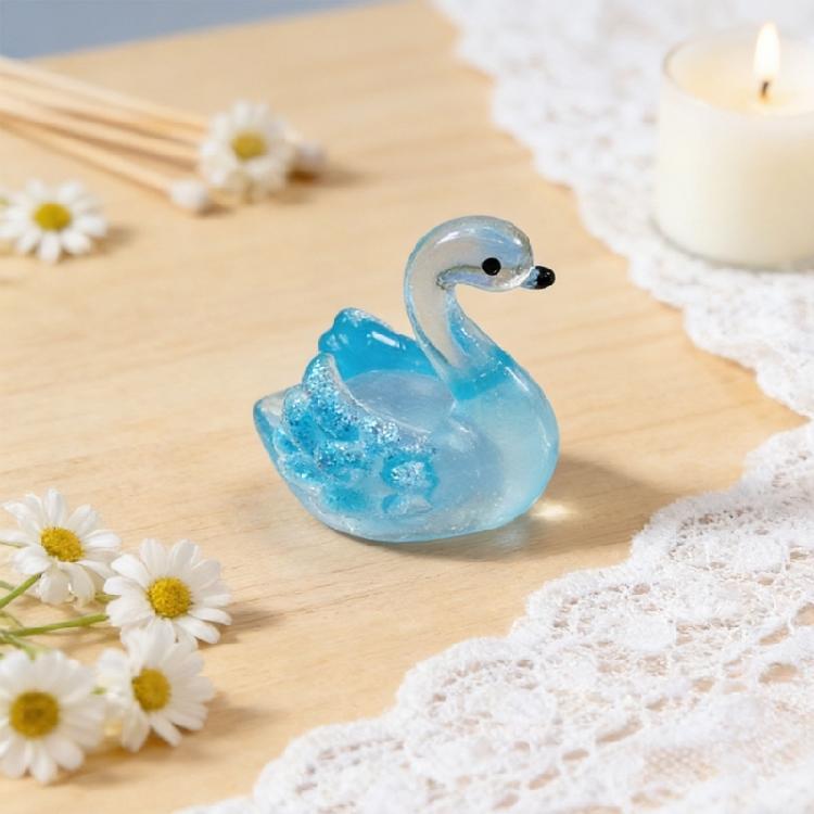 4PCS Artistic Resin Miniature Duck Statues Glittering Animal Ornaments For Creative DIY Crafts And Table Shelf Displays