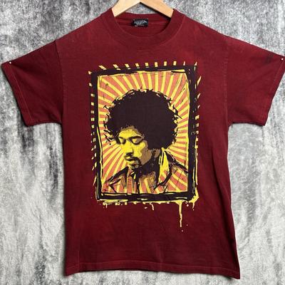 Vintage ODM Jimi Hendrix Red Yellow Starburst Art Portrait Graphic T Shirt Sz S Unisex T-Shirt
