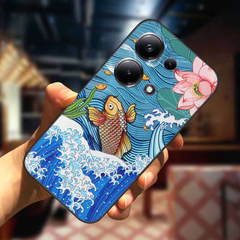 For Xiaomi Redmi Note 13 13pro 5G Case 3D Relief Flower Emboss Soft Silicone Cover For Redmi Note 13 pro Plus Owl interest Cases