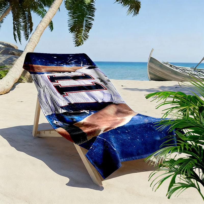 Julian Edelman Print Beach Towel, Large Soft Quick Dry Towel for Beach Camping Swimming