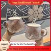 Internet Celebrity Bear Mug: Hammer Pattern Glass with Lid & Spoon, Ideal for Home, Office, or as a Souvenir Coffee Cup.