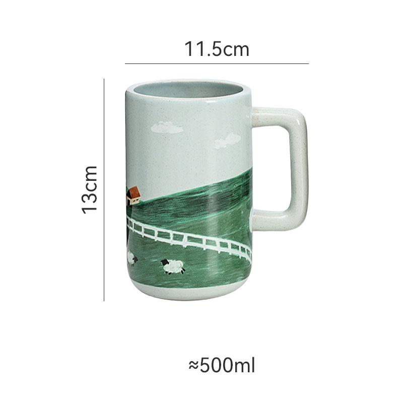 

Винтажные керамические кружки ручной росписи, большой объем 500 мл, персонализированное искусство ручной работы, большая чашка для завтрака для чая, молока, кофе, лучший подарок 401-500ml