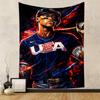 "USA Baseball Player with Bat Artwork Patterned Tapestry for Bedroom and Living Room Home Decor"