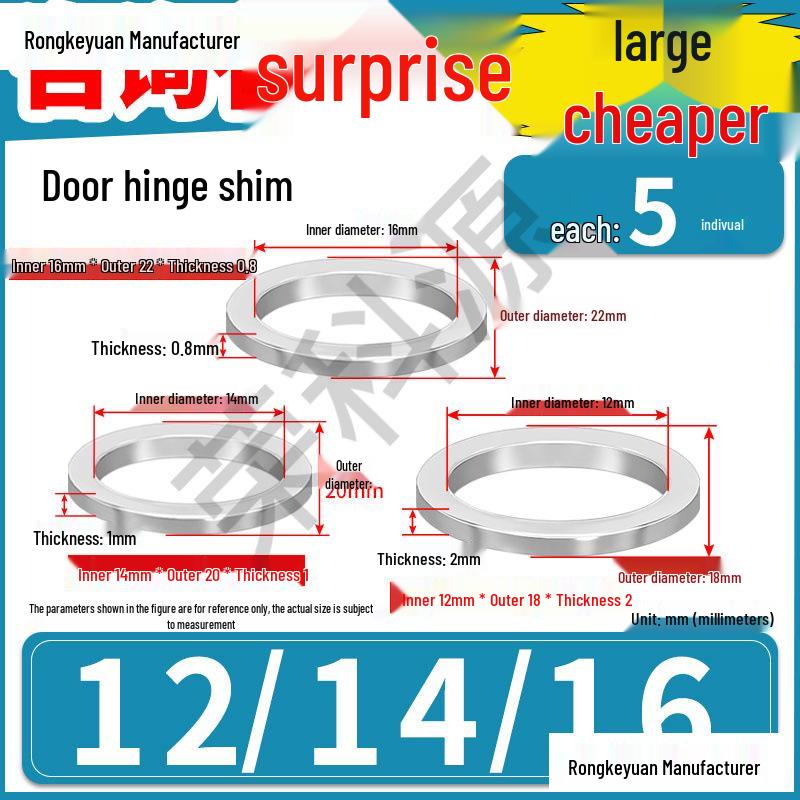Stainless Steel Anti-theft M8-M Bathroom Door Hinge Repair Washer Shim