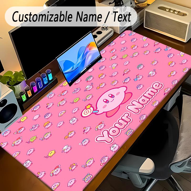 Large Mouse PadKirby Custom Name Text Personalized Desk Mat Non Slip Gaming Pad