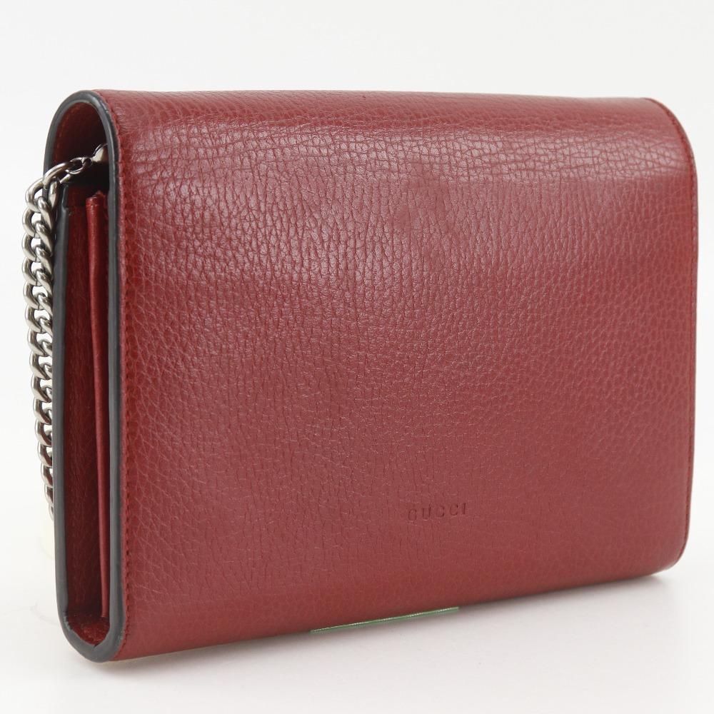 Gucci Dionysus Chain Wallet 401231 Shoulder Red Calfskin Women Used
