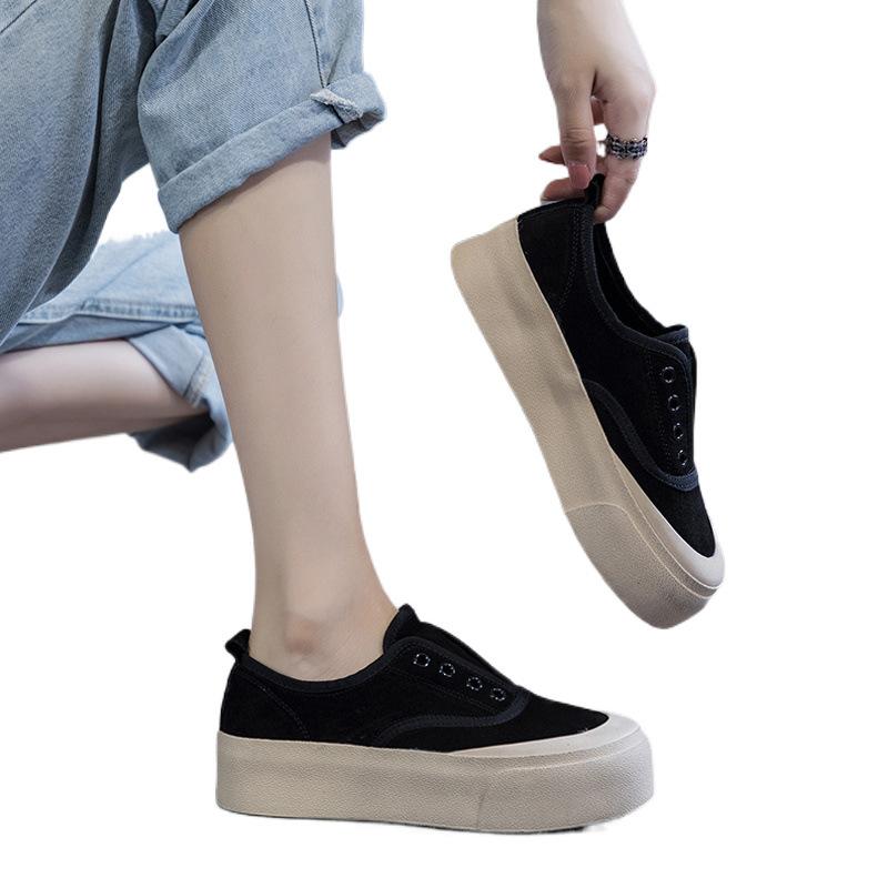 thick-soled spring and autumn new lazy canvas muffin shoes casual board shoes