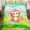 Cute Monkey Bedding Set Full Twin Cartoon Banana Stars Duvet Cover Tropical Wild Animal Fruit Comforter Cover Yellow Quilt Cover