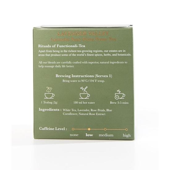 LUXMI Estates Lavender Valley White Tea 25 Tea bags|100% Fresh And Organic Tea|Mood Fixer,Low - Caffeine|For Good Sleep,|Rich In Antioxidant