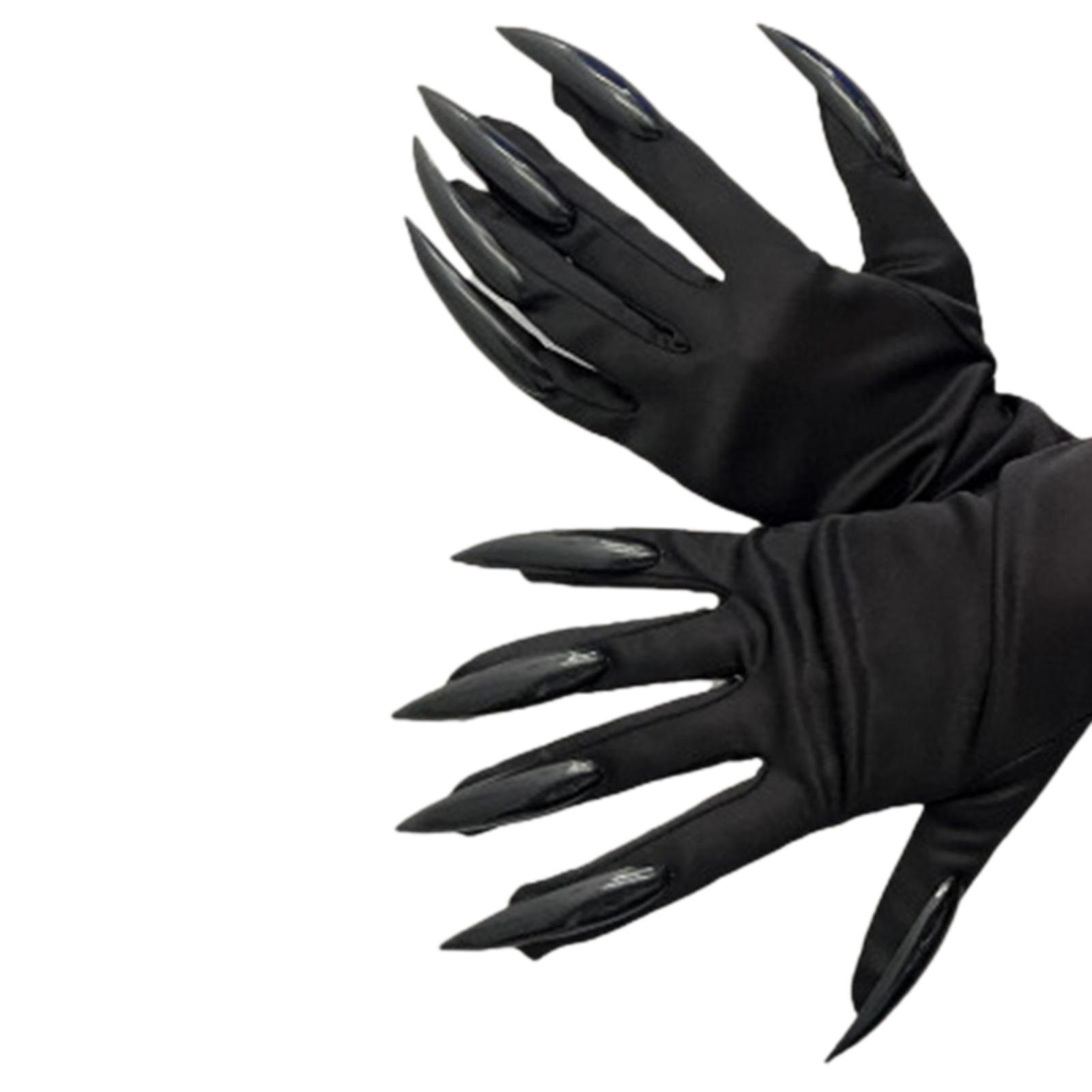 

Крутые Хэллоуинские перчатки Длинные ногти Забавные перчатки Коготь Нарядные варежки для Хэллоуинской вечеринки Косплей-аксессуары чёрный