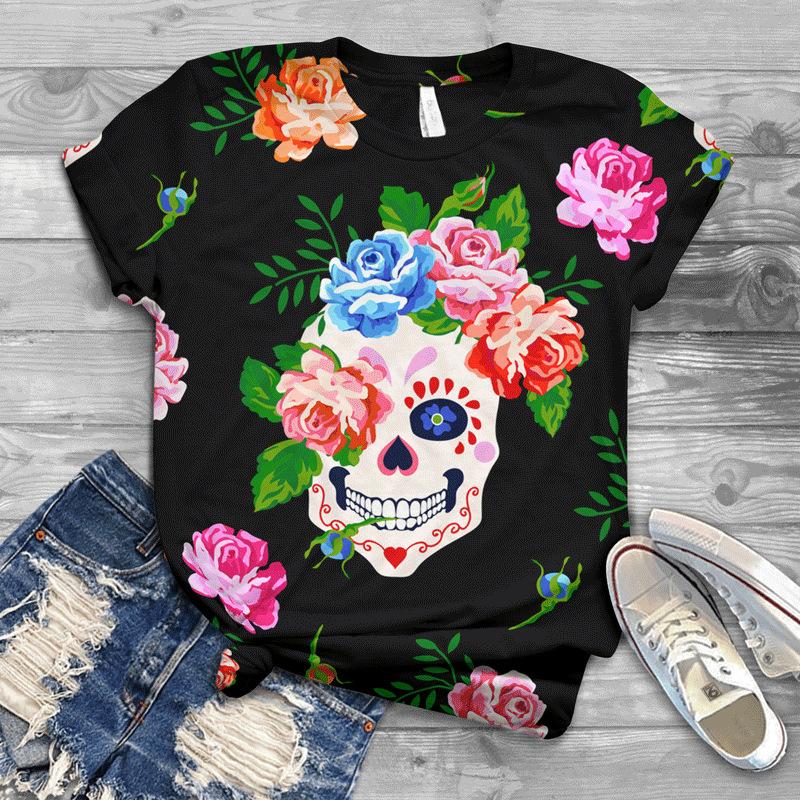 

Summer Round Neck Funny Kull Pattern 3D Print Top Fashionable Casual Short Sleeved Men s T-shirts 6XL