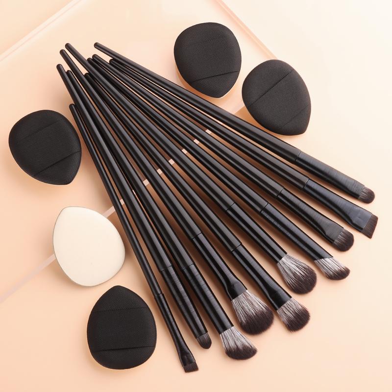 1Set Eye Makeup Brush Set Fluffy Soft Bristles with Soft Makeup Powder Puffs for Professional Makeup Artist Use brush Finger puff