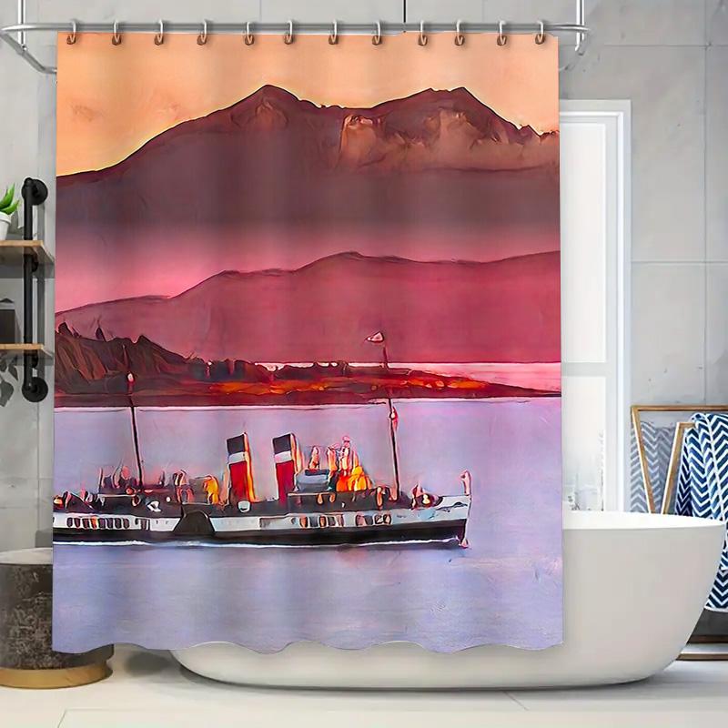 

Coastal Ocean Wave Shower Curtain Set Waterproof Seascapes Bathroom Decor Beach Theme Backdrop Artistic Blue Teal W60H190(CM)-1 Pcs