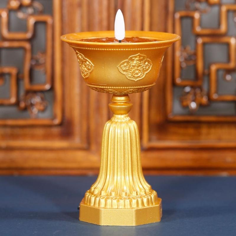 LED Elektronische Butterlampe Wiederaufladbar, Flammenloses Andachtslicht für Heim- und Tempeldekoration