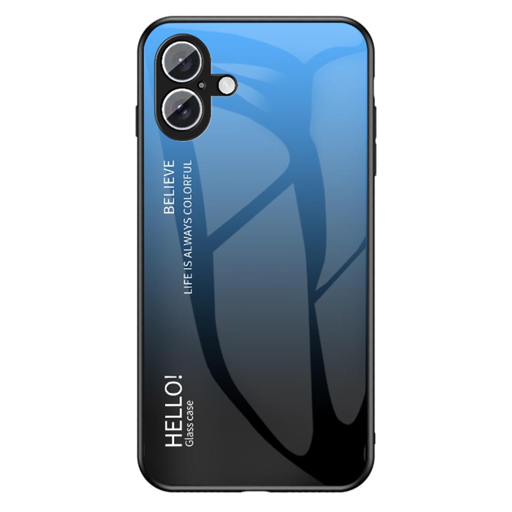 For iPhone 16 Case Anti-Scratch Tempered Glass+PC+TPU Phone Cover