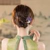 Épingle à cheveux vintage en forme de U avec pompon paon pour femmes - Épingle à chignon nacrée pour Cheongsam et Hanfu