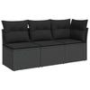 Vidaxl Garden Sofa With Cushions, 3-Seater, Black, Poly Rattan