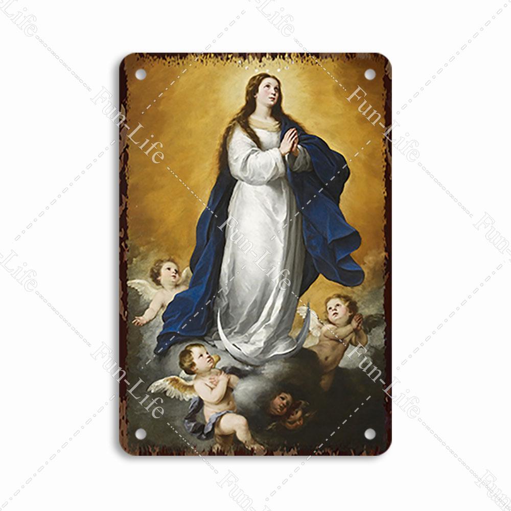 Christianity Vintage Decorative Metal Tin Sign Virgin Mary Retro Plaque Wall Decor Plate Jesus  Bar Pub Club Art Poster 20x30cm
