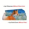 Rückblickendes Fuchs-Design Bettwäsche-Sets 3-teilig Orange Blau Bettbezug-Set Fuchs Tier Tagesdecken mit 2 Kissenbezügen