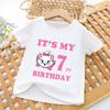 Cute Marie Cat Print Kawaii Kids T Shirt It's My 1 2 3 4 5 6 7 8 9 Years Birthday Baby Girls Clothes White Children Boys T-Shirt