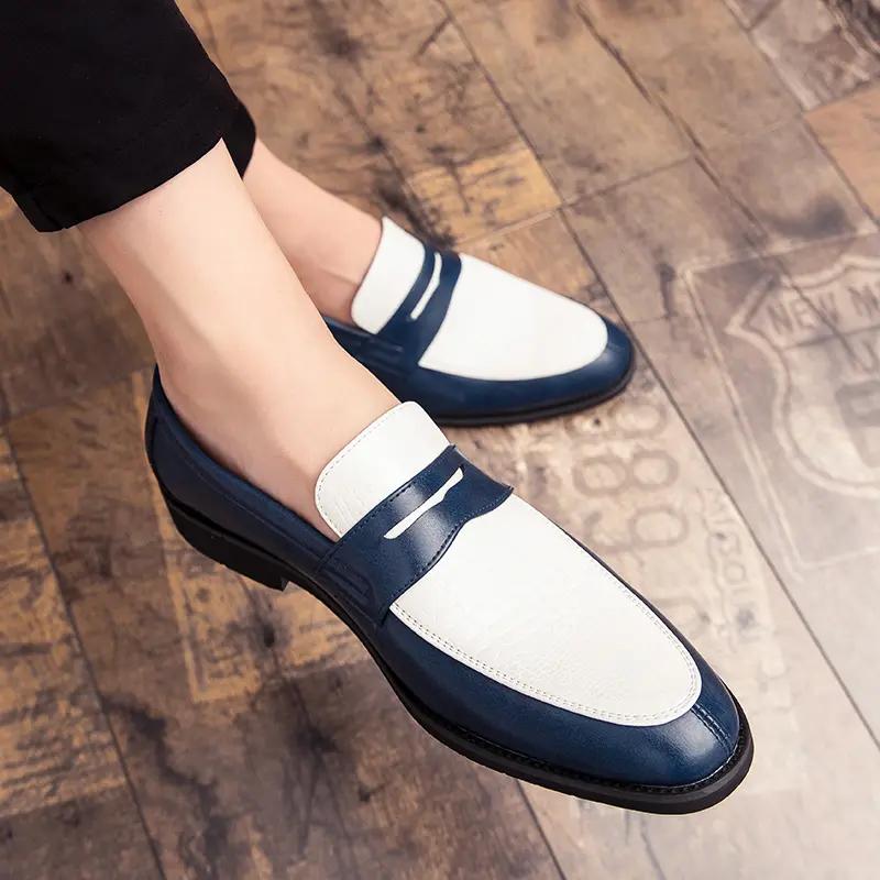 Plus Size 48 Luxury Brand Colorblock Loafers Men Slip On Classic Style Casual Leather Shoes Thick Sole High Quality Moccasin