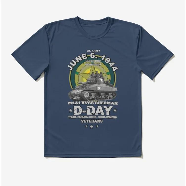

US Army DDAY Veterans 1944 Normandy HVSS Sherman Tank TShirt Short Sleeve Casual 100 Cotton ONeck Mens Tshirt Size S3XL 4XL