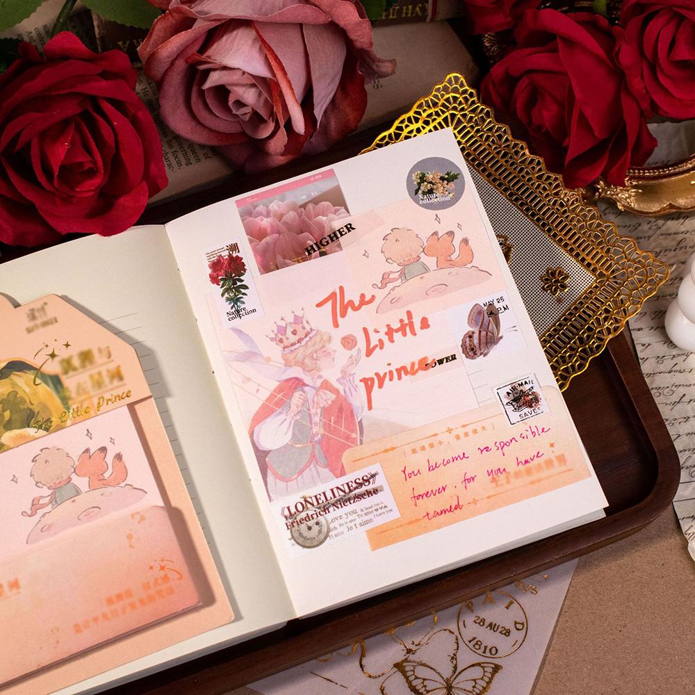 Little Prince Theme Creative Convenience Sticker, Tearable Sticker, Pink Fairy Tale Style Student Office Memo