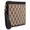 Gucci Pulseira com logo de flor antiga desgastada, bolsa de mão de couro com retalhos de lã, mesmo estilo para homens e mulheres, estilo casal, bege/preto